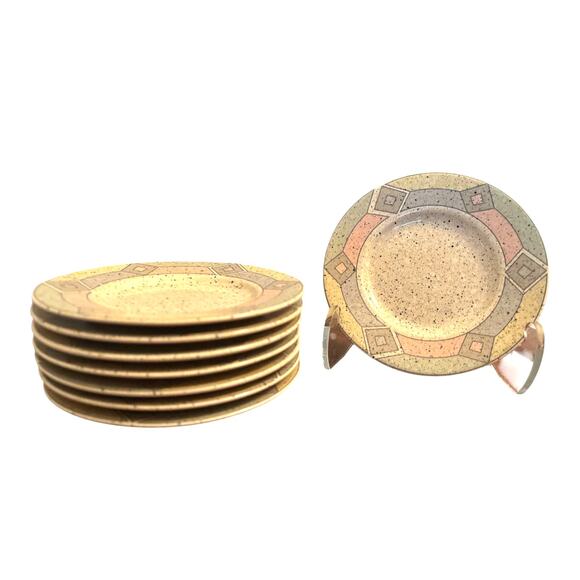 Vintage Lot of 8 Nova Studios Terrazzo MBOO2 Pastel Oven to Table Small Plates - Picture 1 of 4